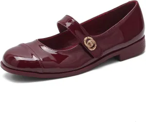 Women's Patent Leather Classic Mary Jane Flats,Dressy Round Toe Ballet Flats,Soft Work Flats Retro Mary Jane Flats