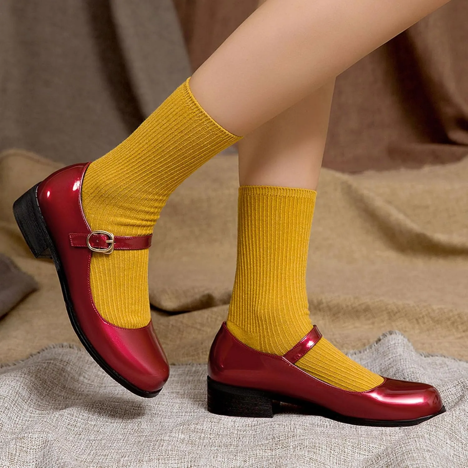 Womens Patent Mary Jane Flats Closed Toe Comfortable Shoes