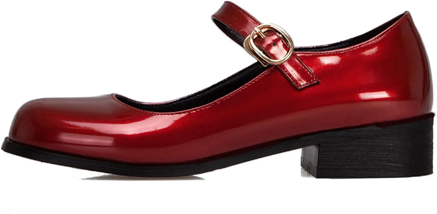 Womens Patent Mary Jane Flats Closed Toe Comfortable Shoes