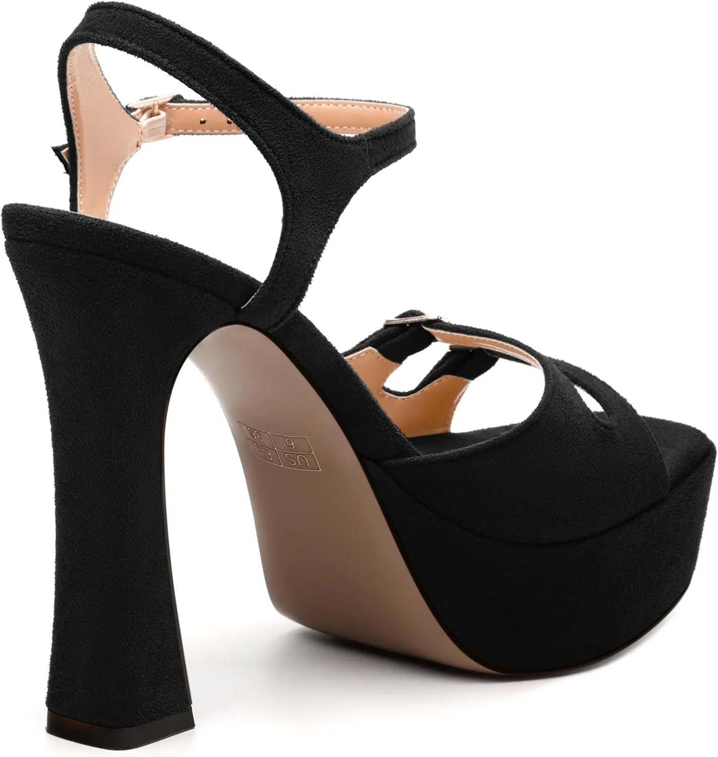 Womens Platform Sandals, Square Toe Adjustable Strap with Buckle, Fashion Daily Work, Date Nights, Parties Solid High Heels