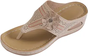 Women's Plus-size Solid Color Flower Casual Comfortable Lunge Sandals