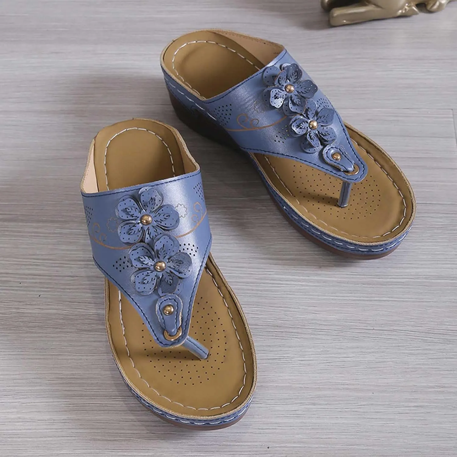 Women's Plus-size Solid Color Flower Casual Comfortable Lunge Sandals
