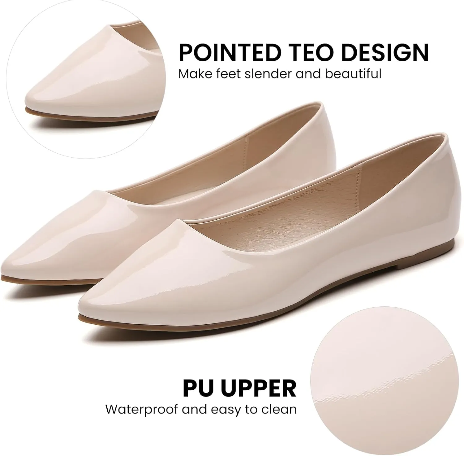 Women's Pointy Toe Loafer Flat Comfortable Faux Suede Work Shoes, Cute Penny Loafer Slip On Ballet Flat