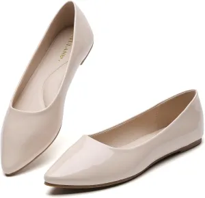 Women's Pointy Toe Loafer Flat Comfortable Faux Suede Work Shoes, Cute Penny Loafer Slip On Ballet Flat