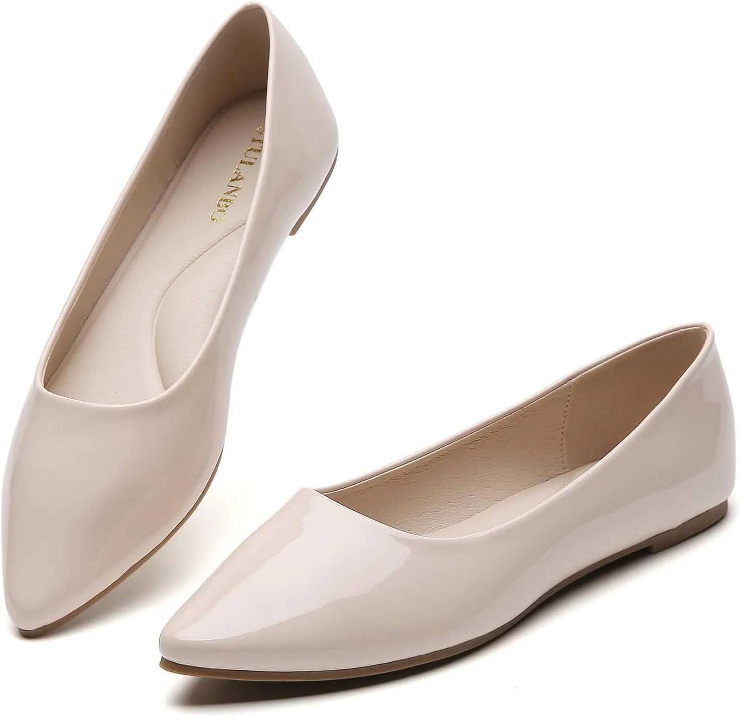 Women's Pointy Toe Loafer Flat Comfortable Faux Suede Work Shoes, Cute Penny Loafer Slip On Ballet Flat