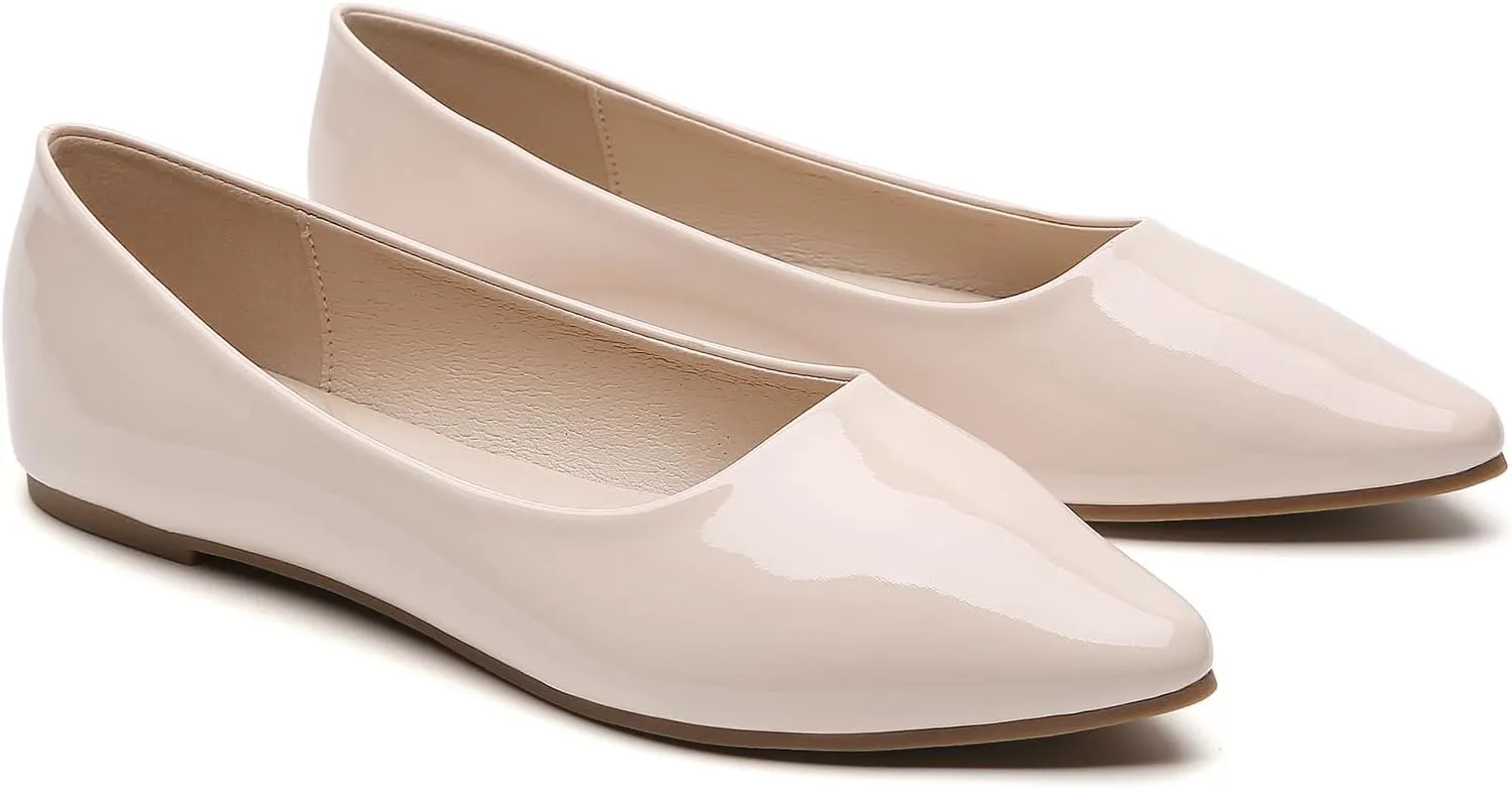 Women's Pointy Toe Loafer Flat Comfortable Faux Suede Work Shoes, Cute Penny Loafer Slip On Ballet Flat