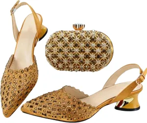 Women's Rainbow Crystal Pointed Toe Shoes & Clutch - Trendy Banquet Set