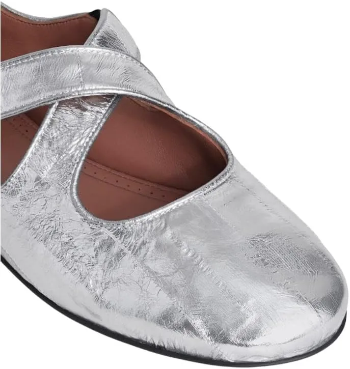 Women's Round Toe Mary Jane Flats with Cross Strap and Ankle Buckle Closure Comfortable Daily Dress Ballerina Shoes
