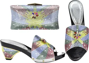 Women's Royal Blue African-Italian Set - Matching Pumps & Clutch for Nigerian Weddings and Evening Events