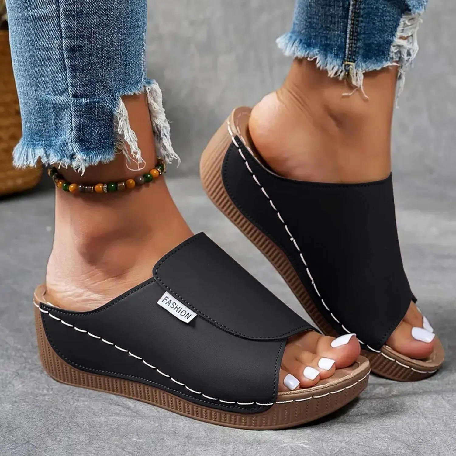 Women's Sandal Heels,Open Toe Platform Slip-on Chunky Sandals For Women Comfortable Walking Casual Dressy Summer Shoes For Women