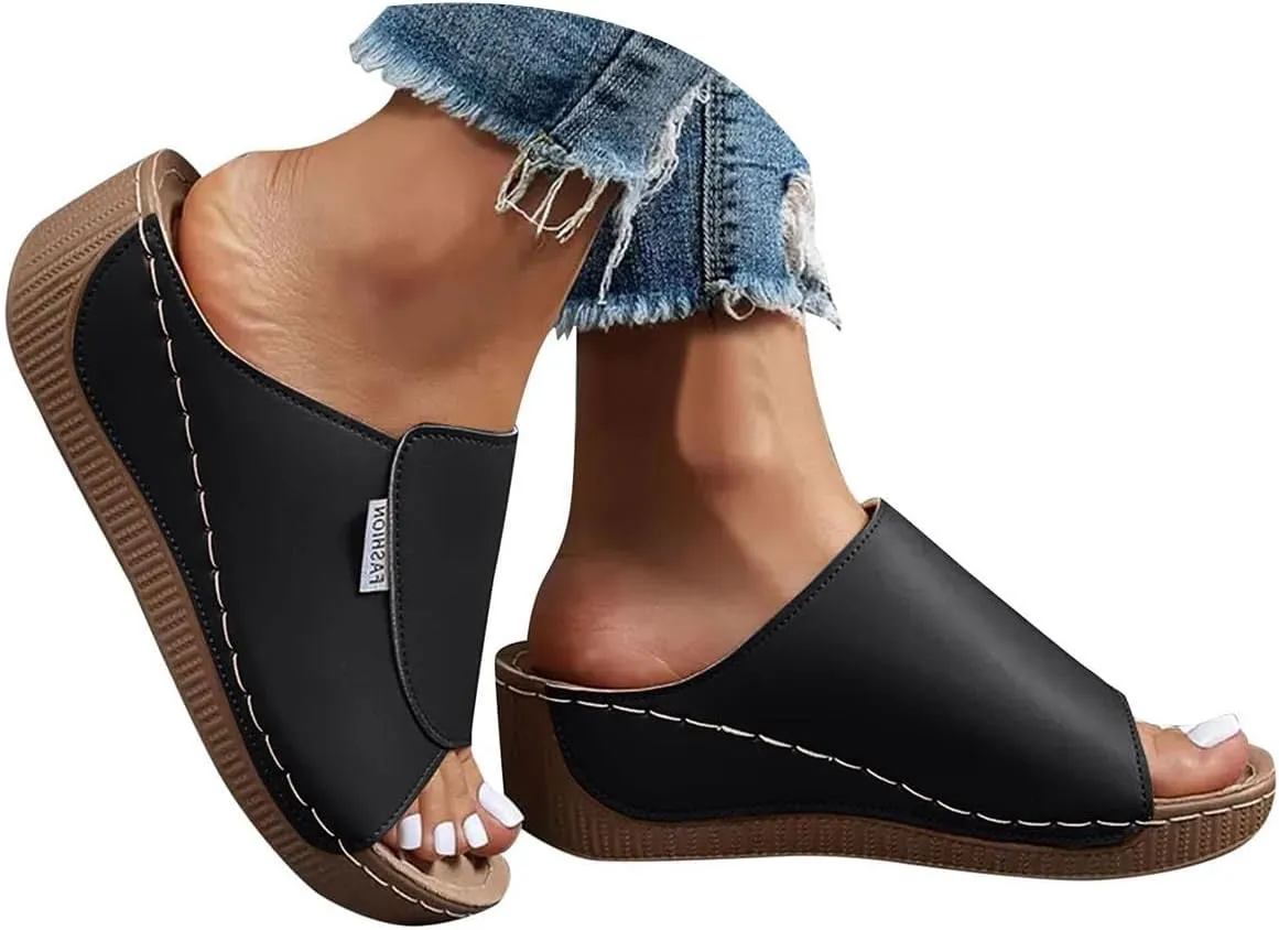 Women's Sandal Heels,Open Toe Platform Slip-on Chunky Sandals For Women Comfortable Walking Casual Dressy Summer Shoes For Women