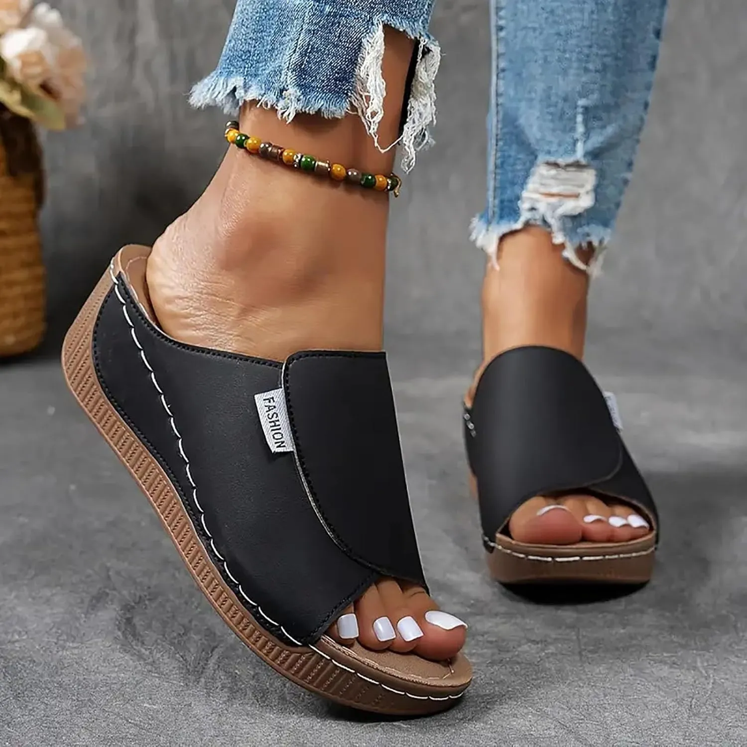 Women's Sandal Heels,Open Toe Platform Slip-on Chunky Sandals For Women Comfortable Walking Casual Dressy Summer Shoes For Women