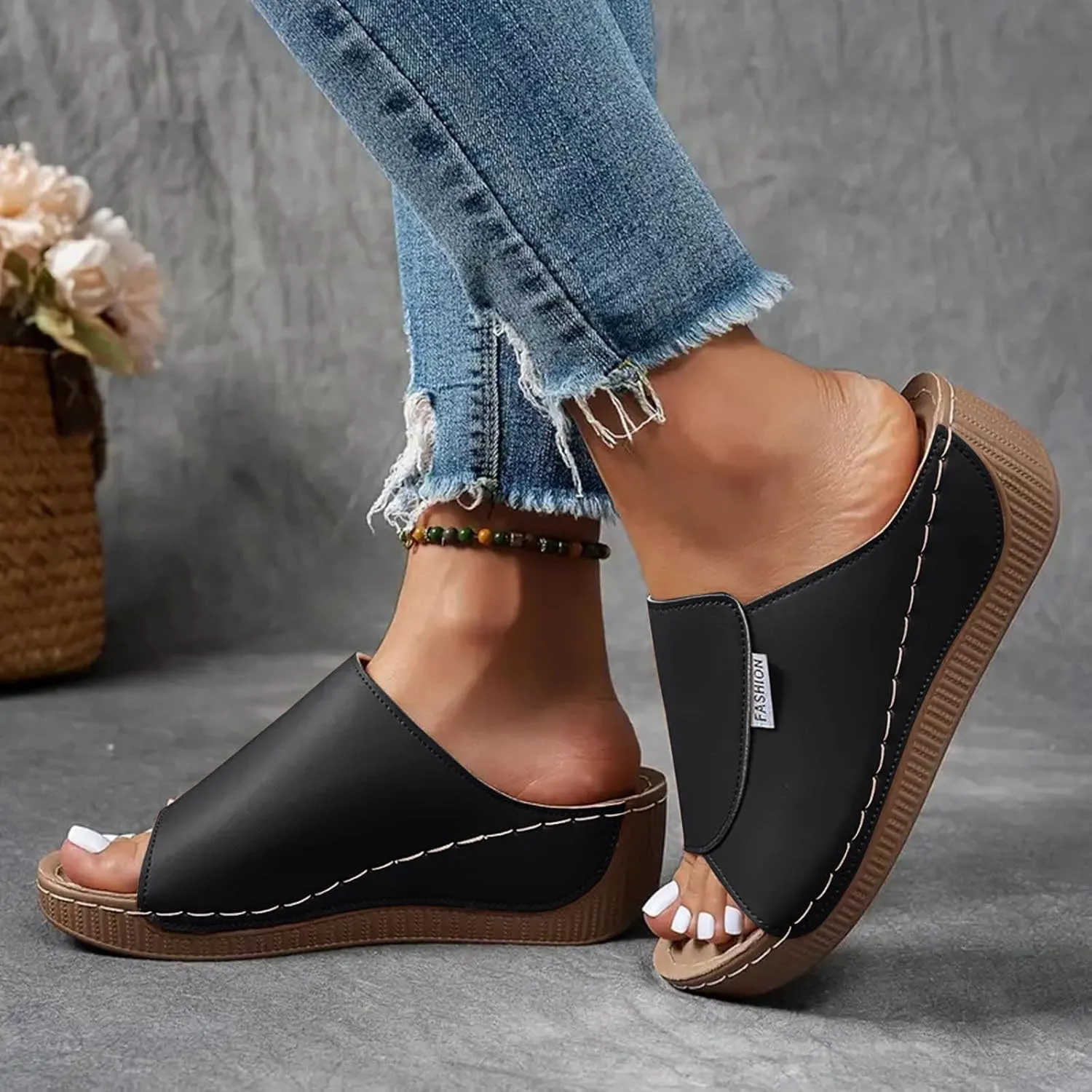 Women's Sandal Heels,Open Toe Platform Slip-on Chunky Sandals For Women Comfortable Walking Casual Dressy Summer Shoes For Women