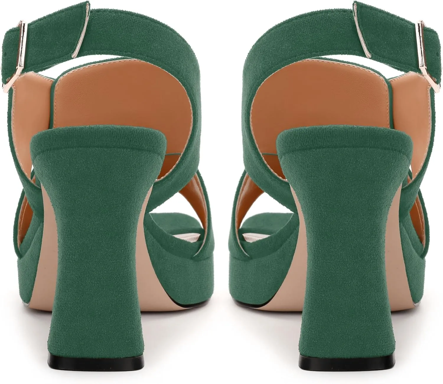 Womens Sandals Open Toe Platform Sandals Buckle Adjustable Strap Heeled Sandals Fashion Solid Suede High Heels