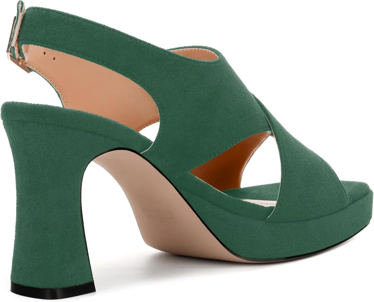 Womens Sandals Open Toe Platform Sandals Buckle Adjustable Strap Heeled Sandals Fashion Solid Suede High Heels