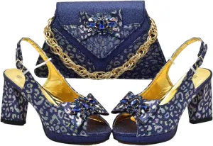 Women's Sky Blue Italian Shoe & Bag Set - Elegant Party Essentials