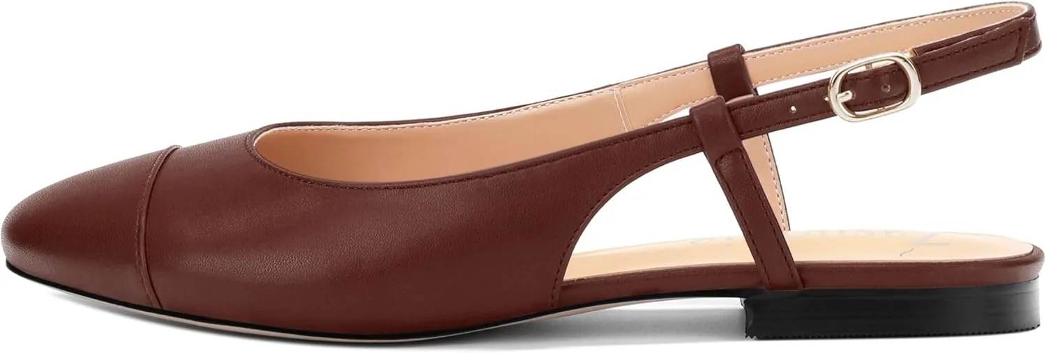 Women's Slingback Flats, Round Toe Flats for Women Dressy Casual Work Office Party, Women's Flats Dress Shoes