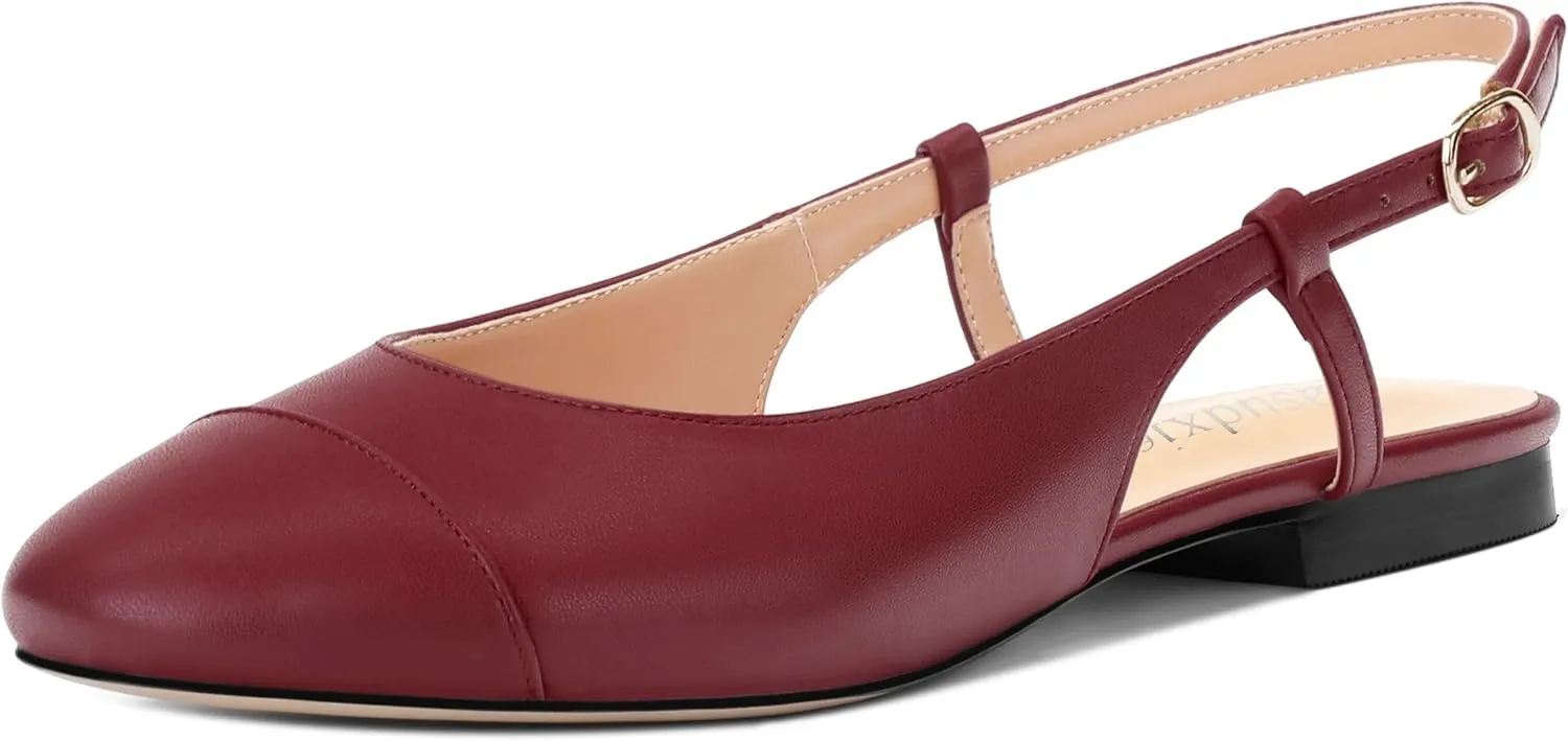 Women's Slingback Flats, Round Toe Flats for Women Dressy Casual Work Office Party, Women's Flats Dress Shoes