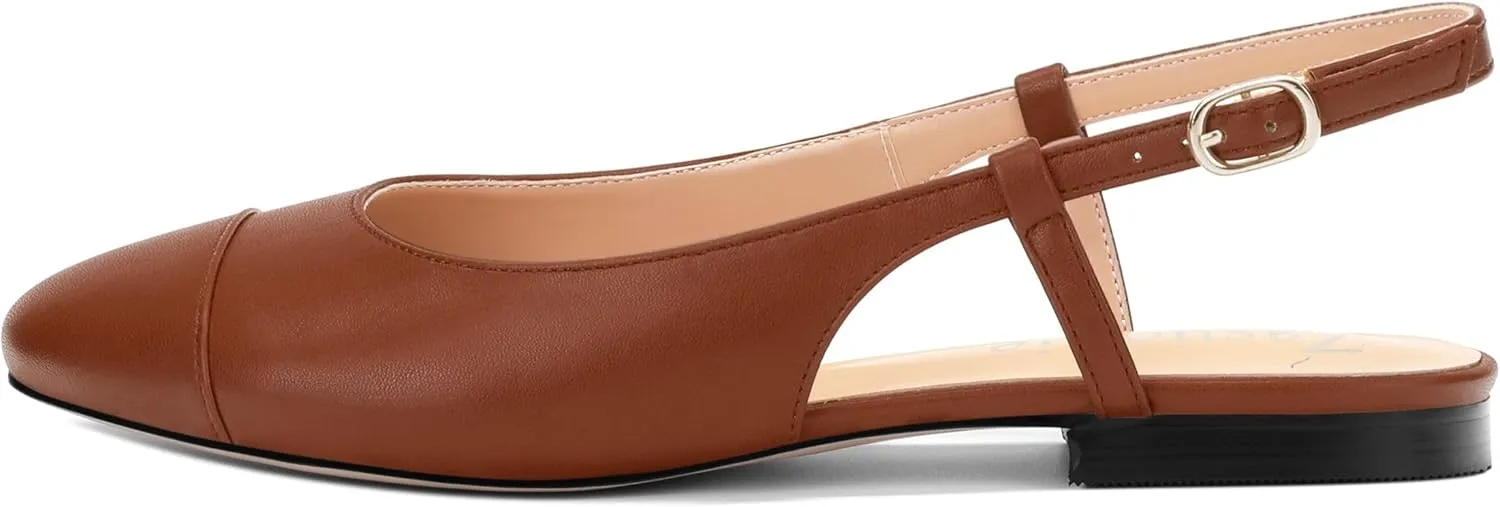 Women's Slingback Flats, Round Toe Flats for Women Dressy Casual Work Office Party, Women's Flats Dress Shoes