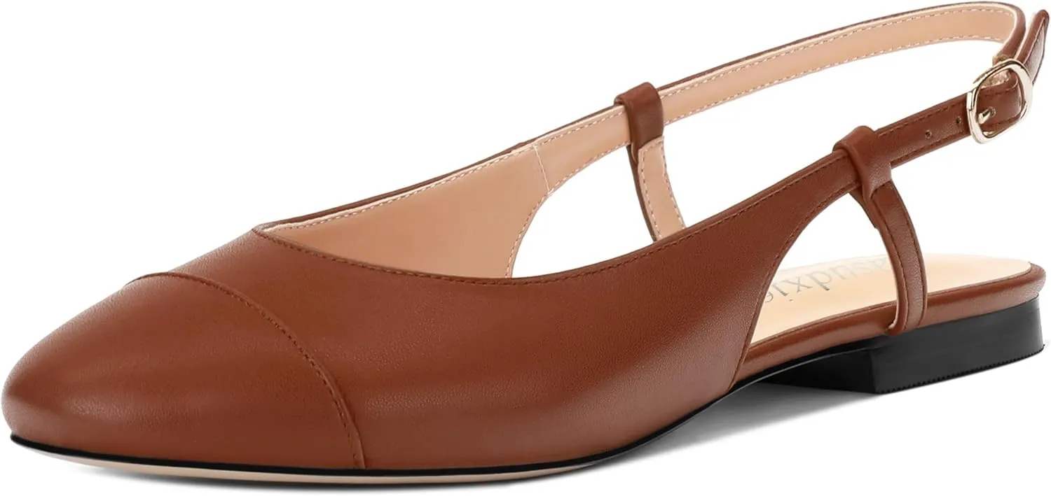 Women's Slingback Flats, Round Toe Flats for Women Dressy Casual Work Office Party, Women's Flats Dress Shoes