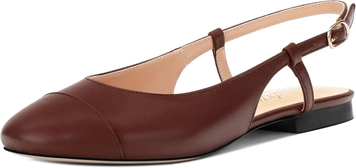Women's Slingback Flats, Round Toe Flats for Women Dressy Casual Work Office Party, Women's Flats Dress Shoes
