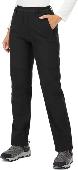 Womens Snow Pants Winter Fleece Lined Waterproof Soft Shell Insulated Outdoor Camping Travel ski Pants