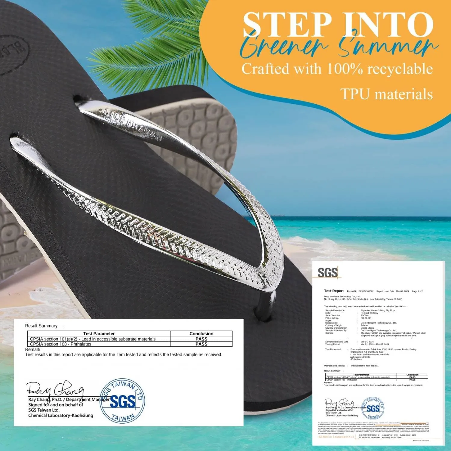 Women’s Summer Casual Flip Flops, Classic Beach, Non-Slip Waterproof Thong Sandals for Women