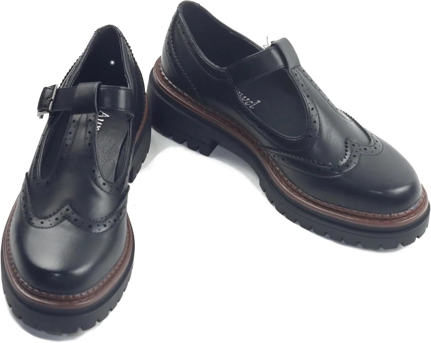 Women's T-Strap Platform Mary Jane Shoes, Round Toe Flats, Non-Slip Oxfords for Work, School, Party & Casual Wear