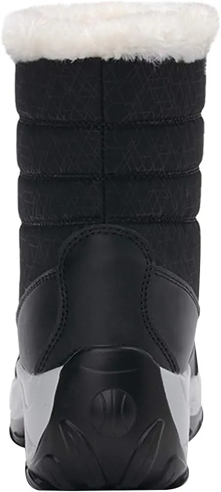 Women's Thermal Mid-Calf Snow Boots Waterproof Platform Lace-Up Winter Outdoor Shoes