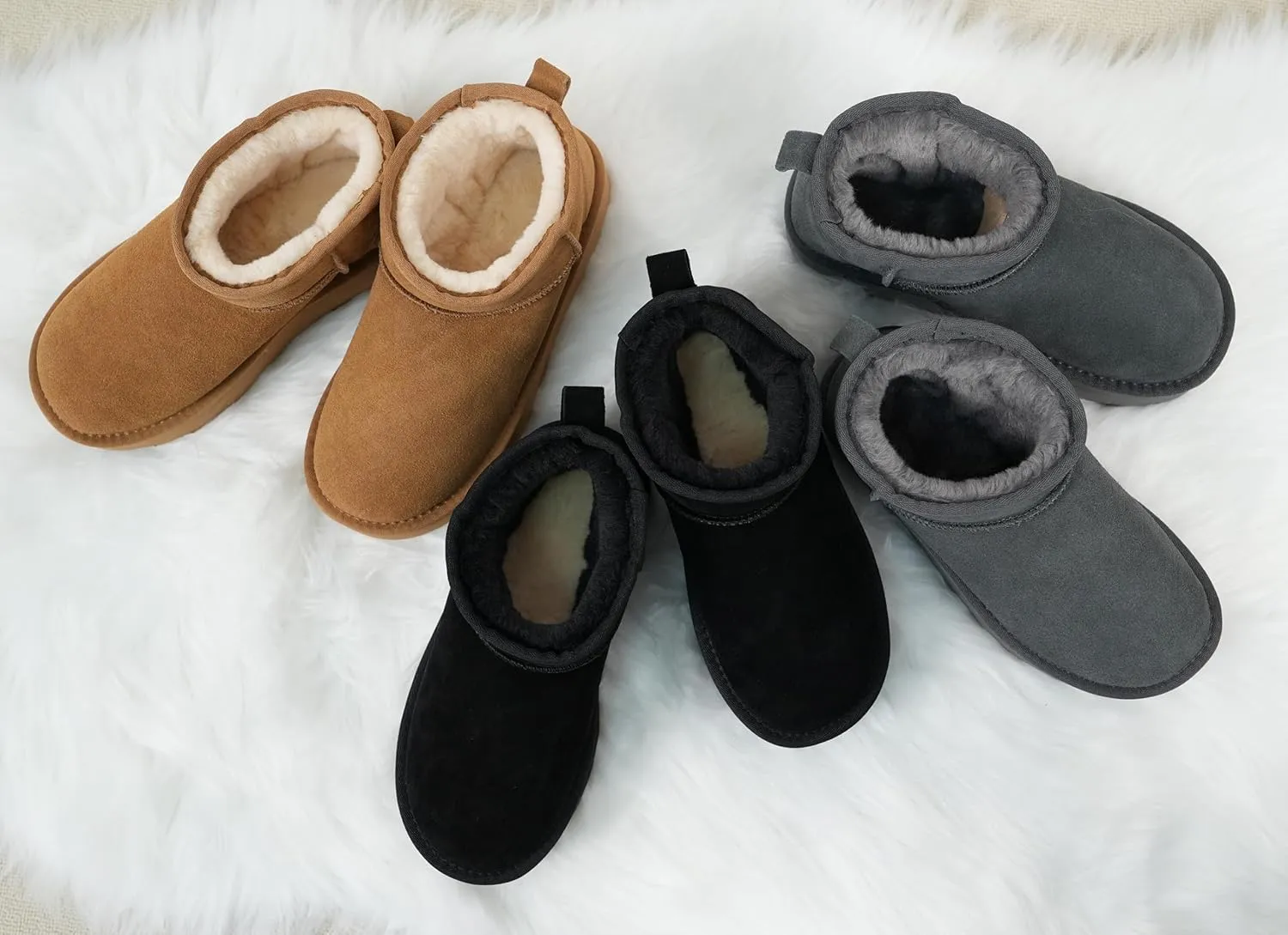 Women's Ultra Mini Platform Fashion Boot Classic Short Ankle Boot Cloud Warm Fur Lined Snow Boots Anti-Slip Winter Boots for Outdoor,Size: 5.5-11 US