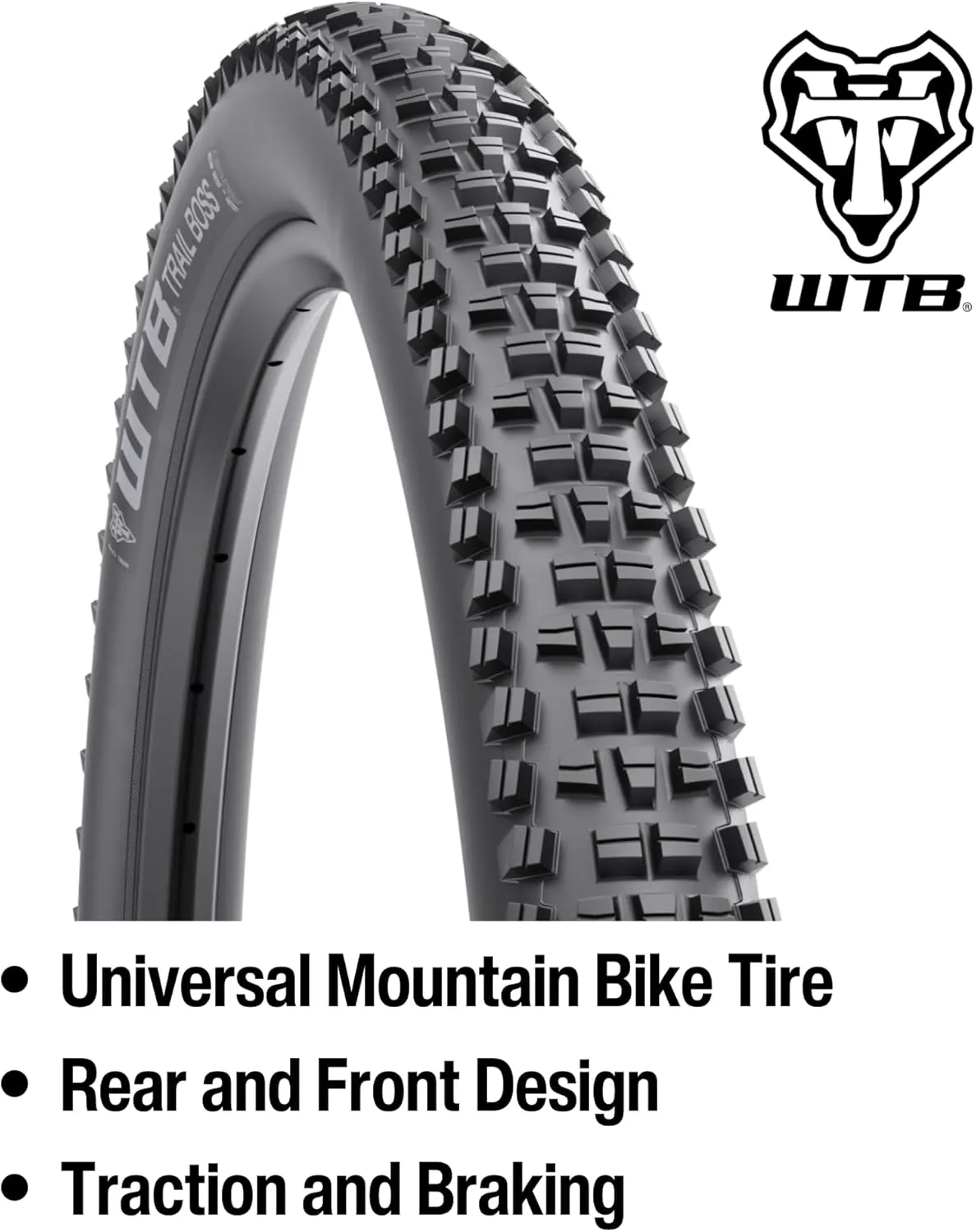 WTB Trail Boss Mountain Bike Tire, Tubeless Ready Folding Bead, Tough Fast Rolling, Dual DNA, Available with Black or Tan Sidewalls and SG1 or SG2 Puncture Protection, Ideal for Trail Riding