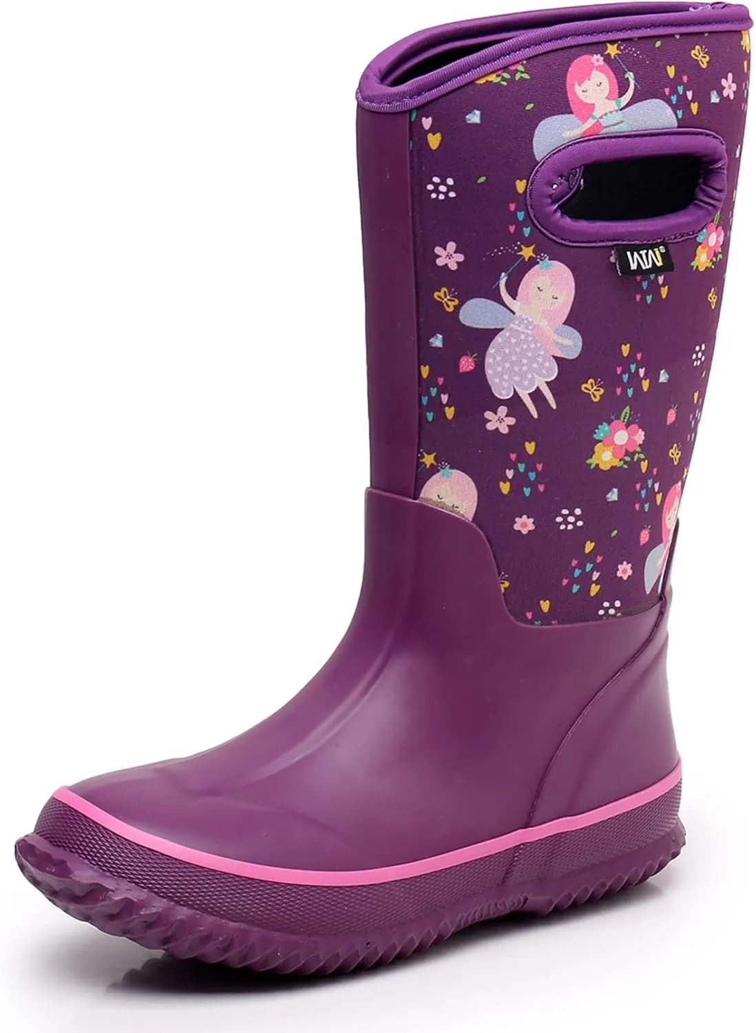 WTW Kids Rubber Rain Boots - Neoprene Insulated 100% Waterproof Mid Calf Mud Boots for Boys and Girls Winter Snow Boots