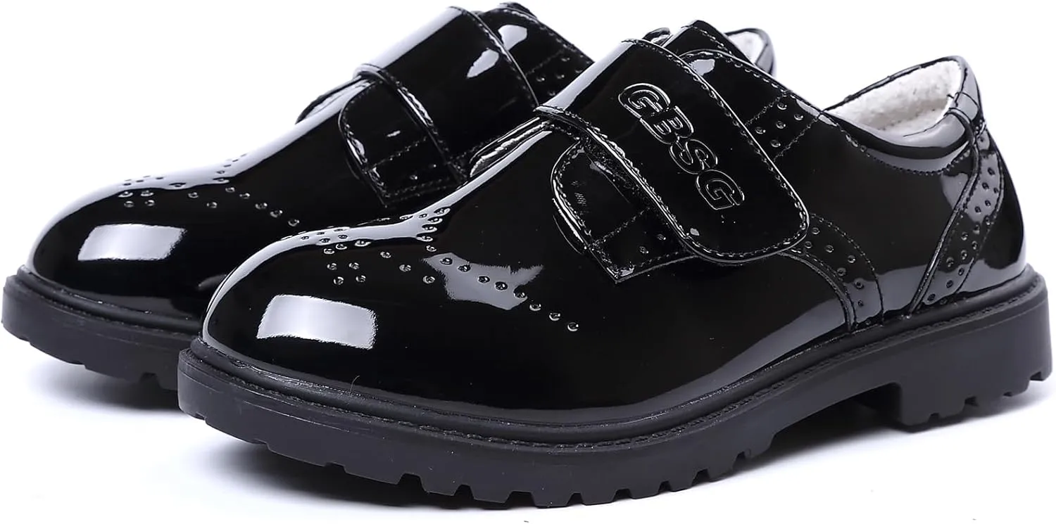 WUIWUIYU Toddlers Little Ring Bearer Wedding Lace-Up Oxfords Flats Brogues Boys School Uniform Dress Shoes