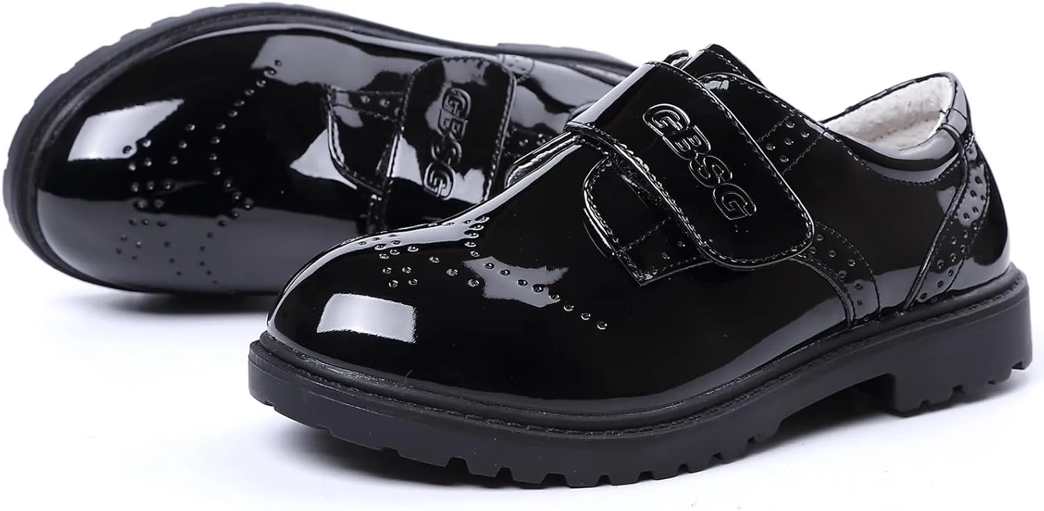 WUIWUIYU Toddlers Little Ring Bearer Wedding Lace-Up Oxfords Flats Brogues Boys School Uniform Dress Shoes