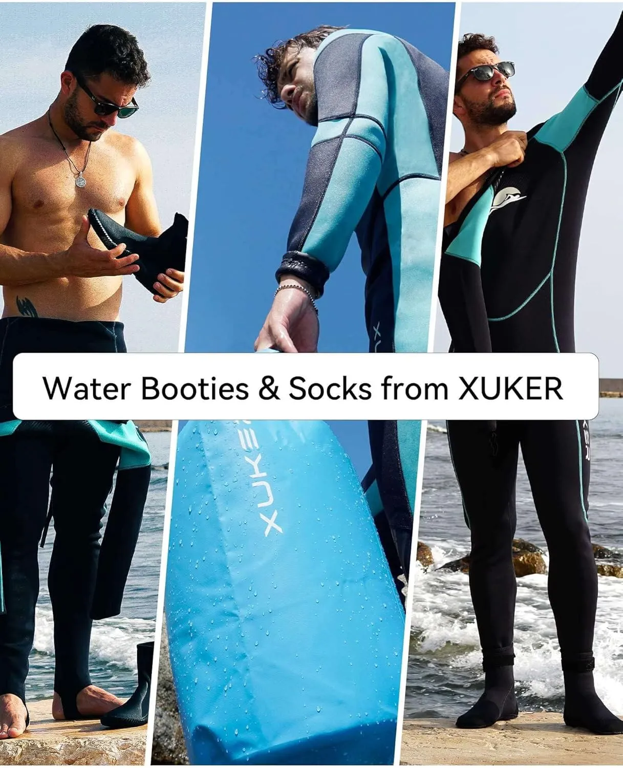 XUKER Neoprene Diving Boots 2mm, Wetsuit Booties Men Women Water Shoes with Anti-Slip Sole Sand Beach Shoes for Water Sports