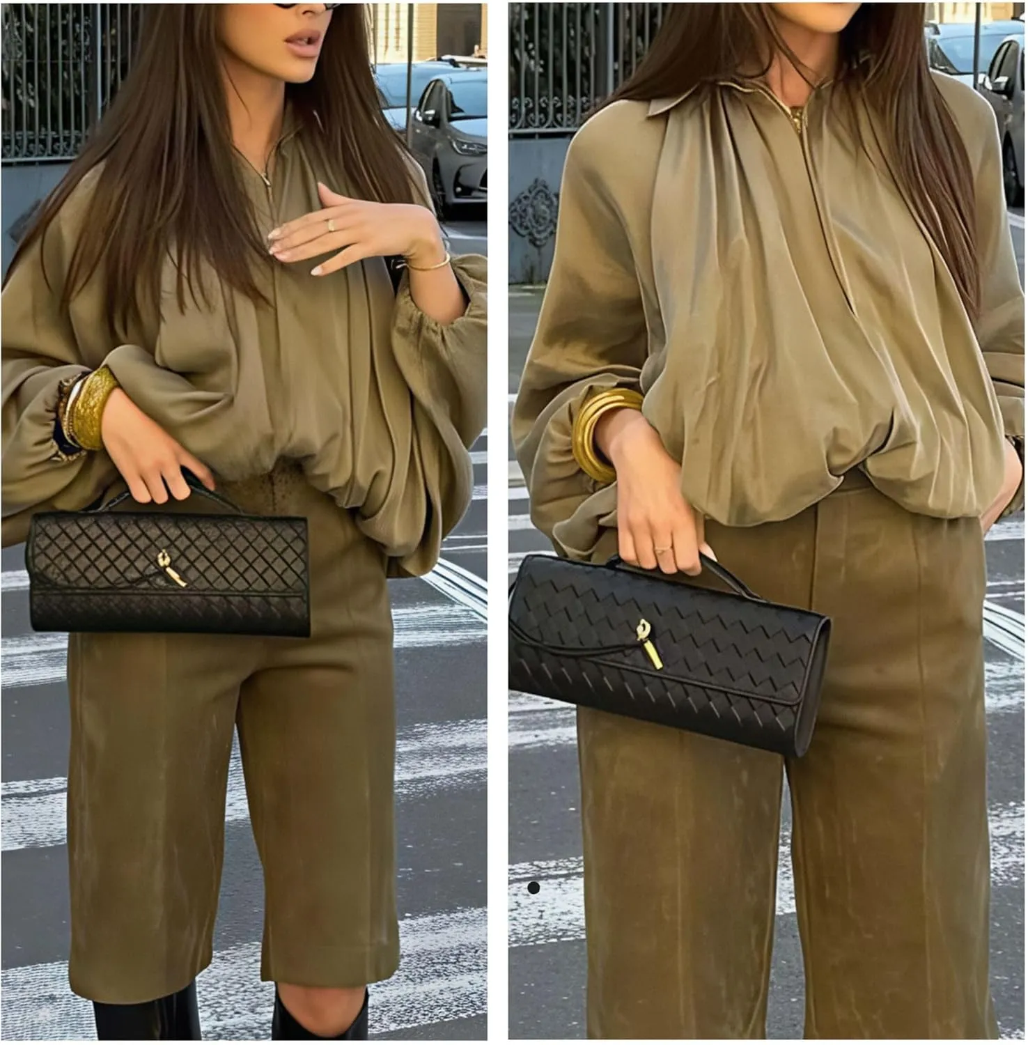 Xunger Women's Puffed Bomber Jacket Oversized Streetwear Casual Batwing Sleeve Lapel Collar Zip Front Pleated Shirts