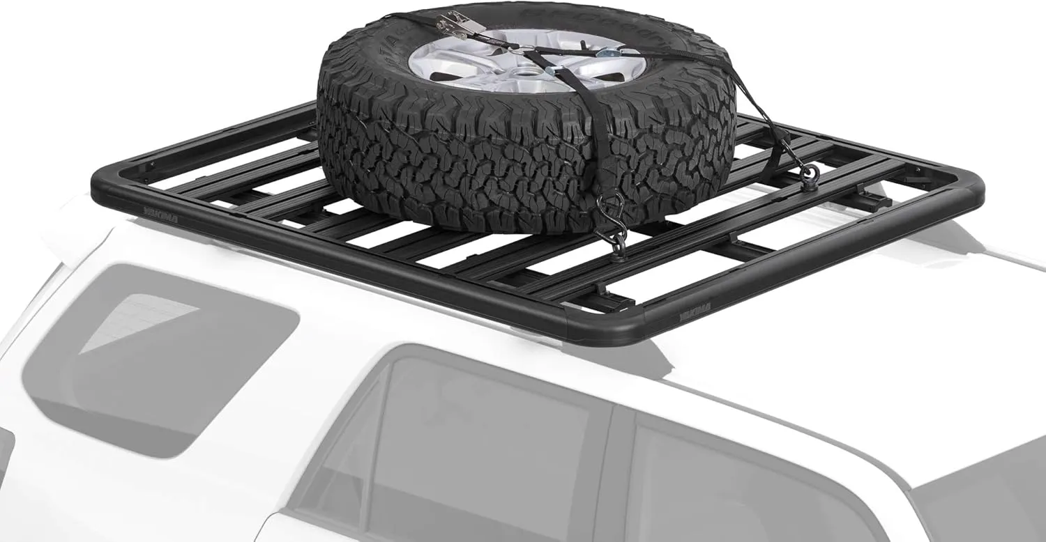 Yakima LockNLoad Wheel Restraint Spare Wheel Holder Kit with Hook Straps and 100 Pound Maximum Load Capacity for Roof Rack System