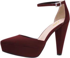 YDN Women Platform Sandals Ankle Strap D’Orsay Cone High Heels Pointed Toe Studded Buckle Shoes Party Shopping Dating Size 4-16 US