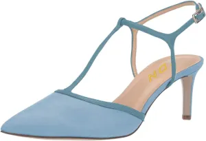 YDN Women T-Strap Pointed Toe Mid Kitten Heel Pumps Slingback Ankle Strap Sandals with Buckle Dress Office Shoes