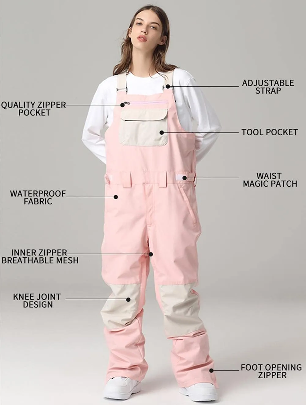 YEEFINE Women & Men's Ski Snow Bib Pants Insulated Waterproof Winter Warm Outdoor Snowboarding Overalls