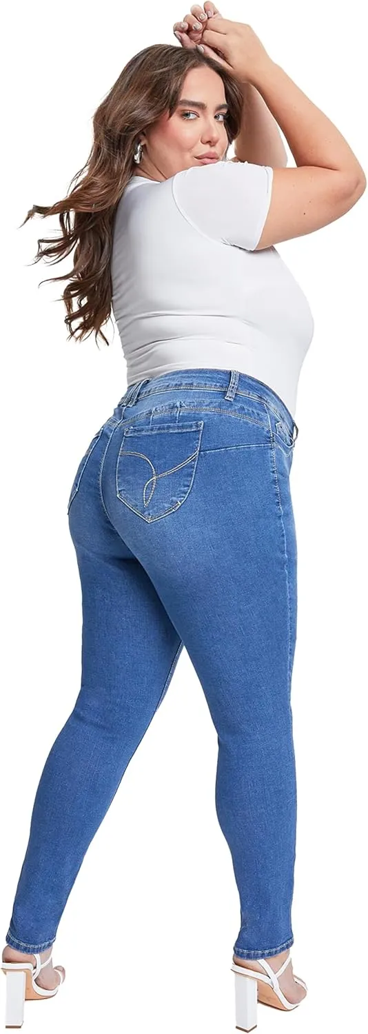 YMI Women's Plus Sustainable Wannabettabutt Skinny Jeans