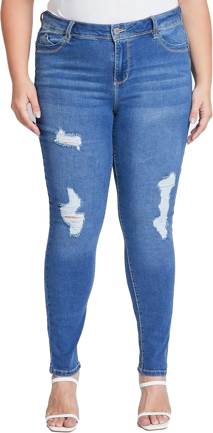 YMI Women's Plus Sustainable Wannabettabutt Skinny Jeans