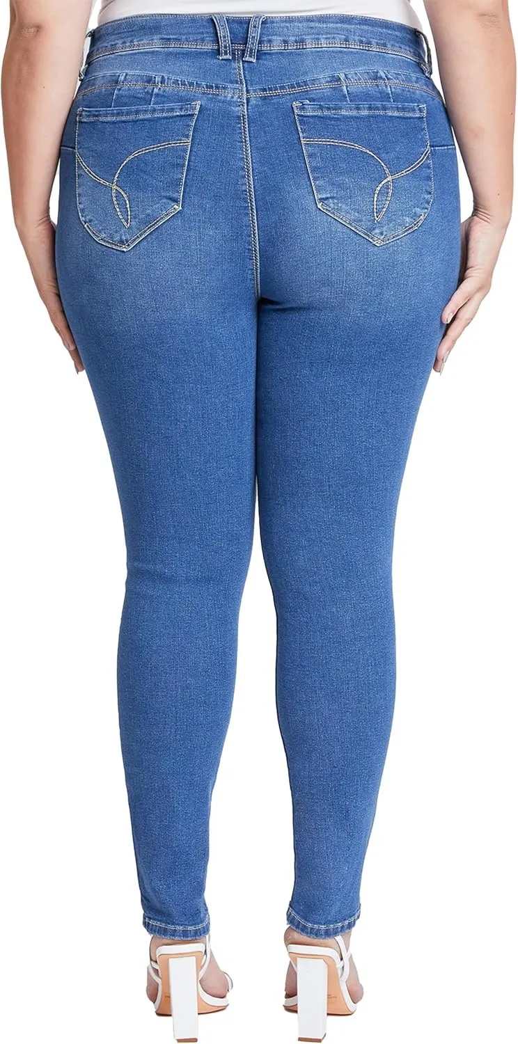 YMI Women's Plus Sustainable Wannabettabutt Skinny Jeans