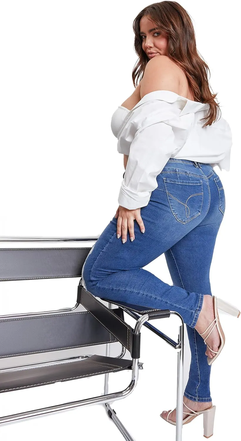 YMI Women's Plus Sustainable Wannabettabutt Skinny Jeans