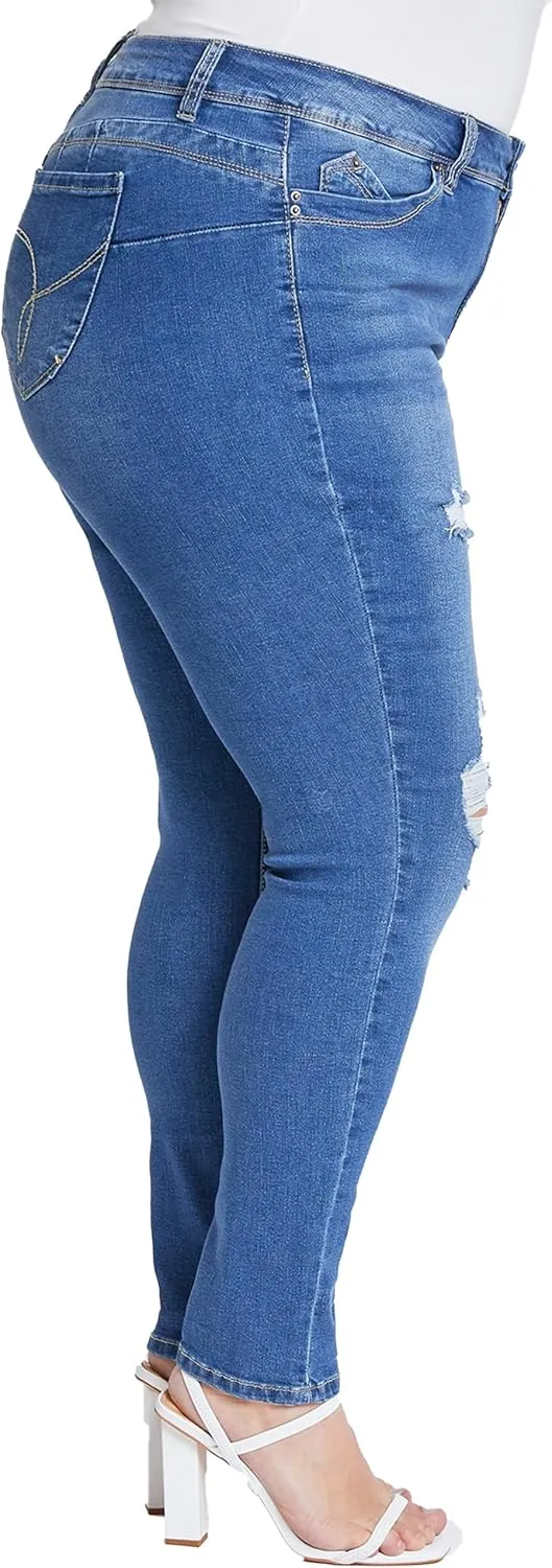 YMI Women's Plus Sustainable Wannabettabutt Skinny Jeans
