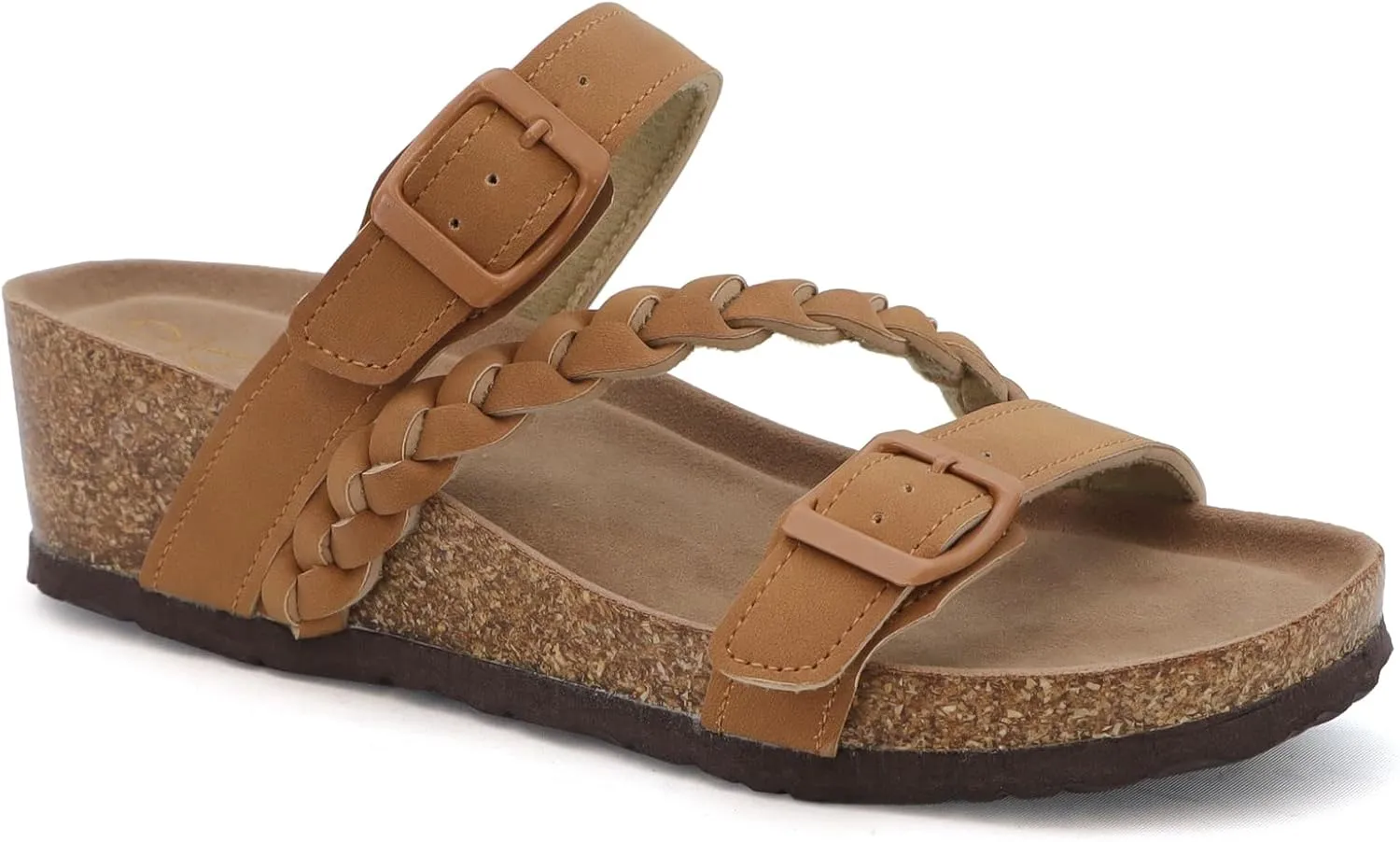 YOKI LORAYN-02 Women's Wedge Sandals Cork Bottom Double Buckle with Braided Strap, Platform Sandals Women, Arch Support Sandals Women's Summer Sandals
