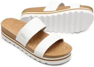 Yozuru Womens Platform Sandals with Arch Support Slip on Slides Comfortable Summer Beach Sandals Cork Footbed Cushion Wedge Sandals for Women