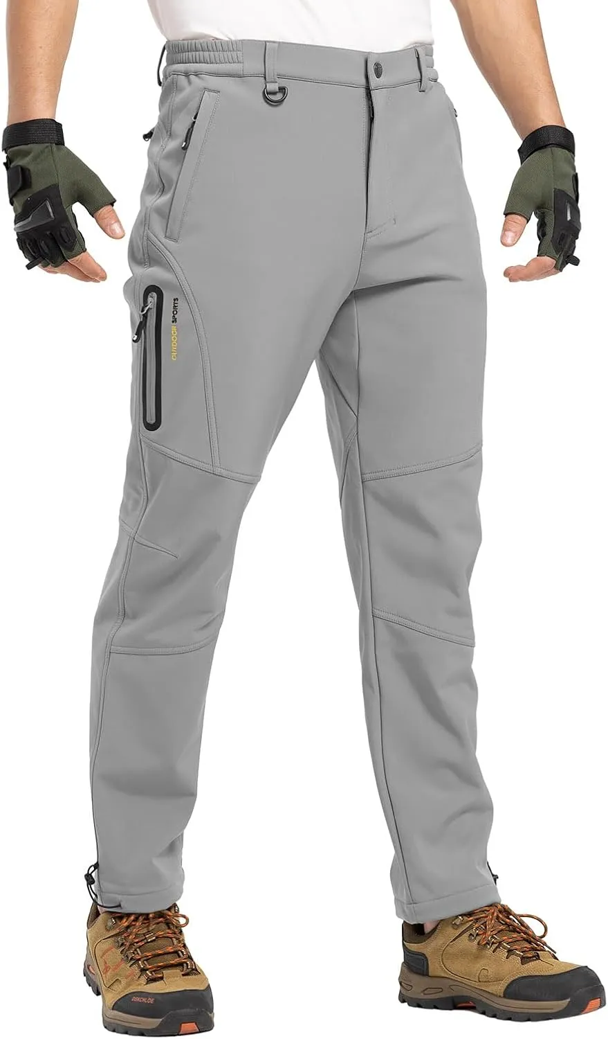 YSENTO Men's Fleece Lined Snow Ski Pants Waterproof Softshell Insulated Winter Cargo Hiking Camping Pants