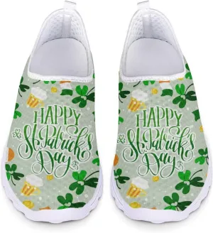 Yzaoxia St Patricks Day Shoes Mesh Slip On Shoes for Women Breathable Sneakers Tennis Running Shoes Athletic Walking Shoes Size 5.5-11.5