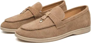 Zeberfi Men's Luxury Suede Penny Loafers Shoes with Pendant Decor,British Retro Casual Slip On Flats Tuxedo Dress Shoes for Prom Wedding